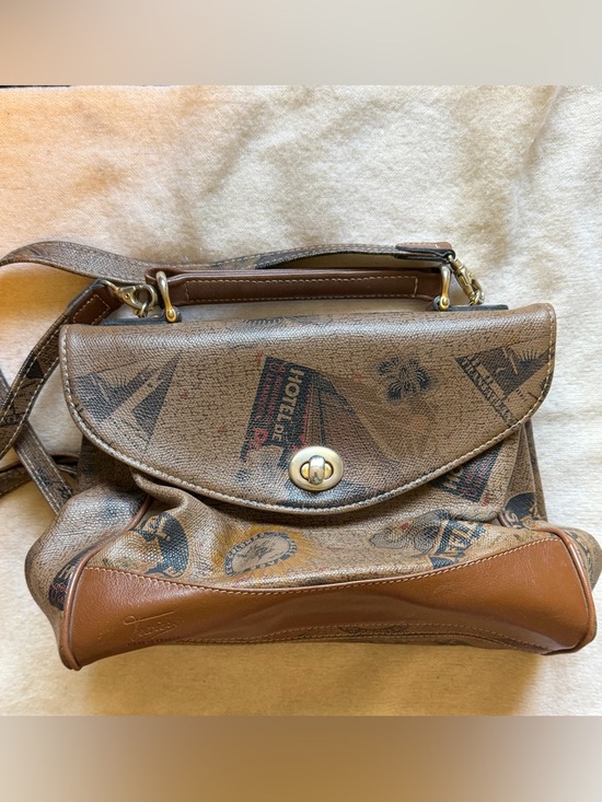 Texier Handbags - Vintage Texier Paris Travel Print Crossbody Bag Made France